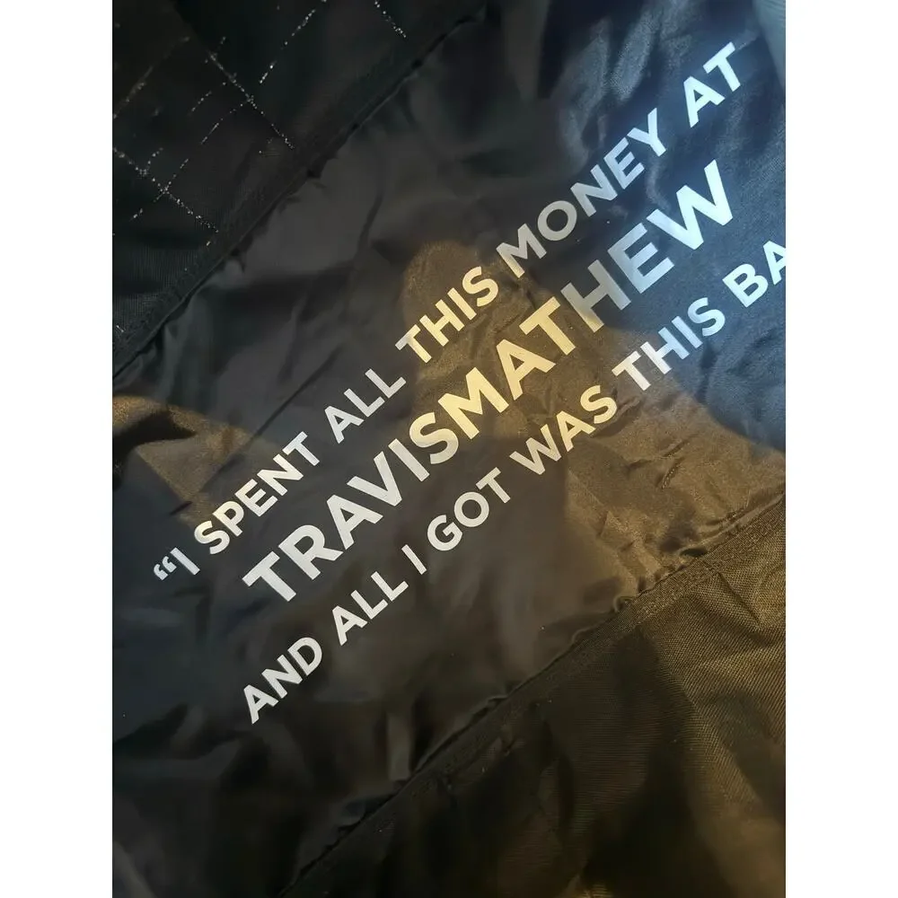 Travis Mathew Palm Stripe Duffel Bag Black Travel Gym Weekender